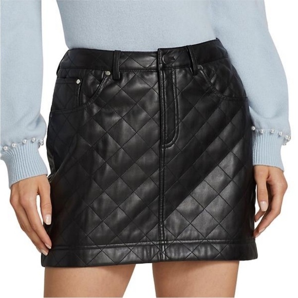 Cami NYC Black “Macy” Quilted Faux Leather Mini Skirt Size 2 New Without Tags! - Picture 2 of 10